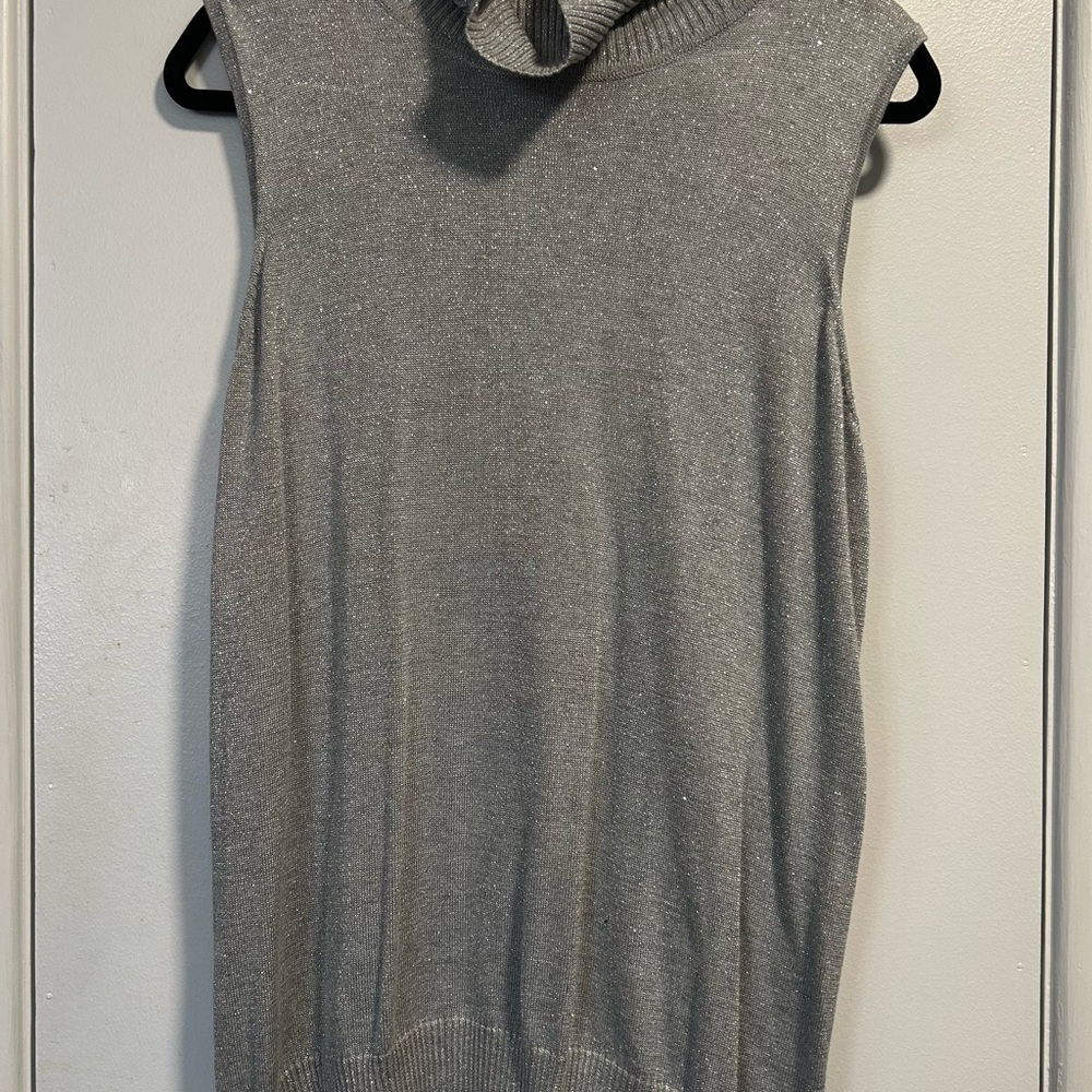 Gray Sleeveless Turtleneck Sweater